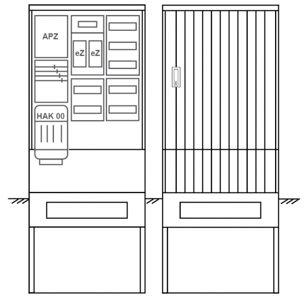 Zähleranschlusssäule PEZ32-2258 Maße:820x2000x280