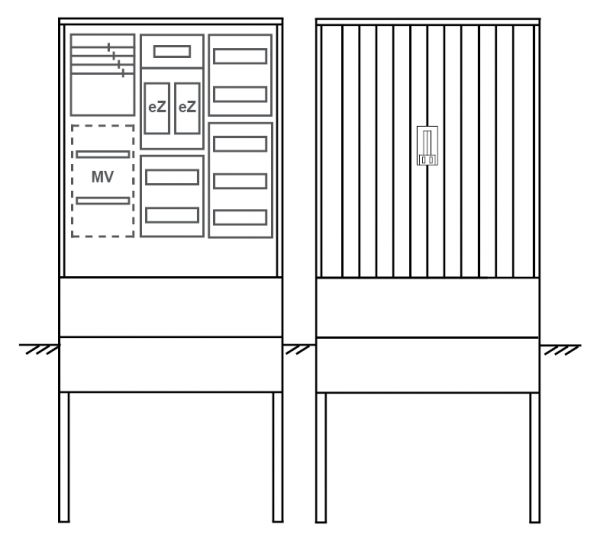 Zähleranschlusssäule PEZ31-2112 Maße:800x1795x320