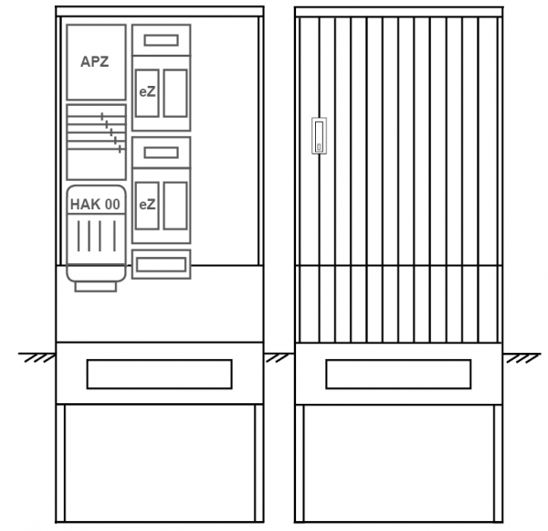 Zähleranschlusssäule PEZ32-1273 Maße:820x2000x280