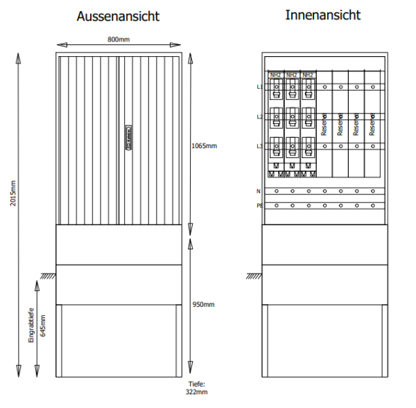 PKV80-NH3-ES:- Kabelverteilerschrank für den Auße