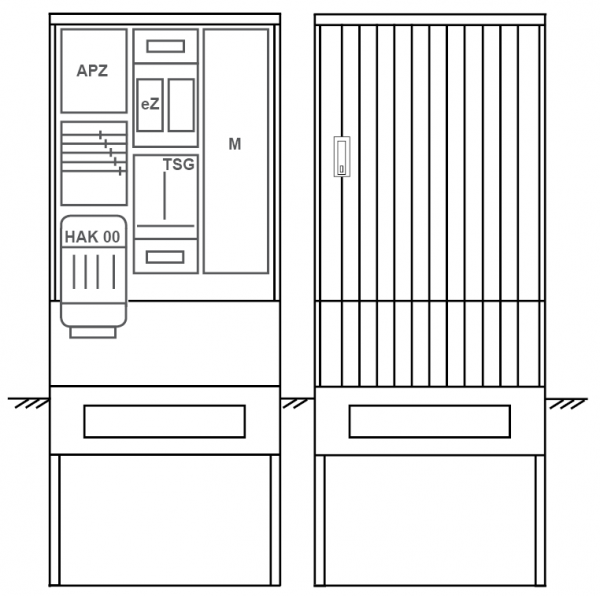 Zähleranschlusssäule PEZ32-1057 Maße:820x2000x280