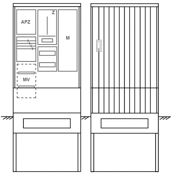 Zähleranschlusssäule PZ32-2348 Maße:820x2000x280