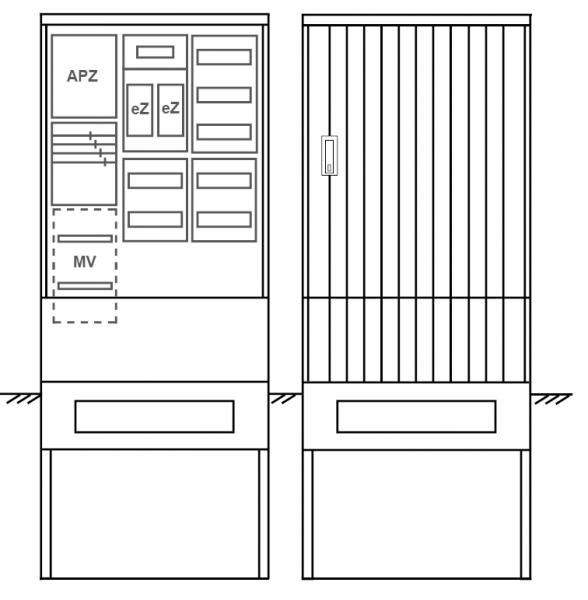 Zähleranschlusssäule PEZ32-2260 Maße:820x2000x280