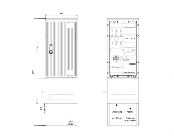 Wandlerschrank 100A komplett, LEW