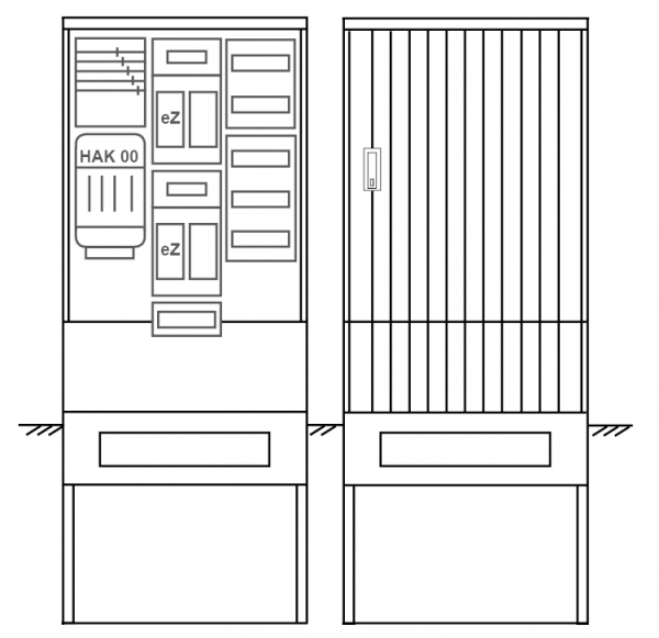 Zähleranschlusssäule PEZ32-1373 Maße:820x2000x280