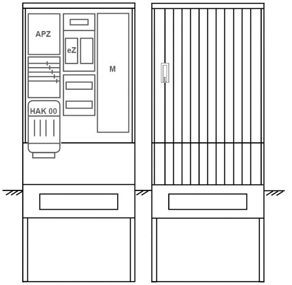 Zähleranschlusssäule PEZ32-1229 Maße:820x2000x280