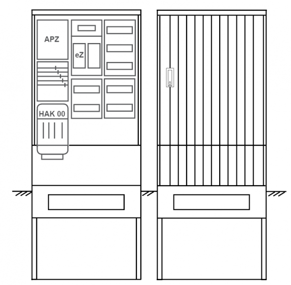 Zähleranschlusssäule PEZ32-1233 Maße:820x2000x280