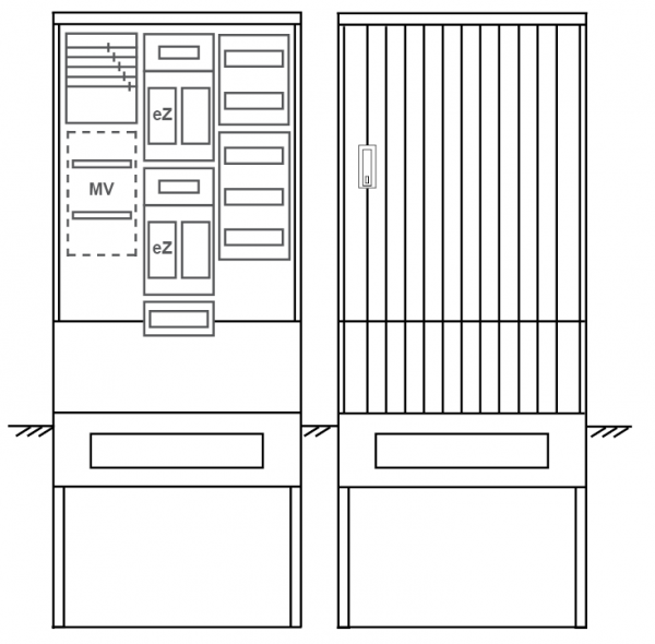 Zähleranschlusssäule PEZ32-1375 Maße:820x2000x280