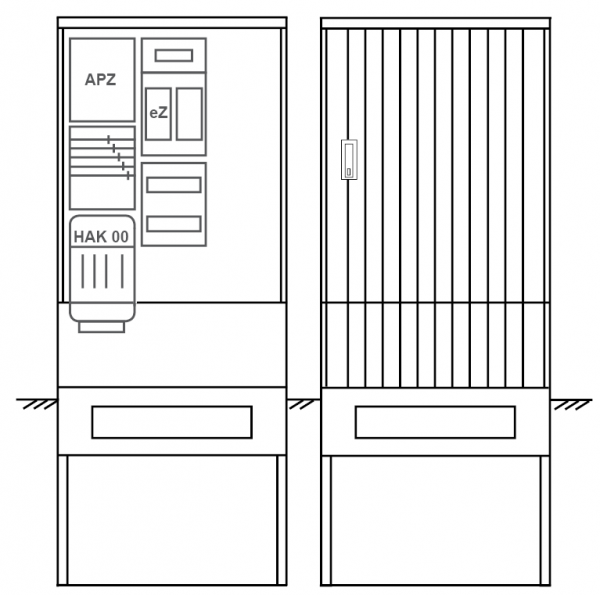 Zähleranschlusssäule PEZ32-1237 Maße:820x2000x280