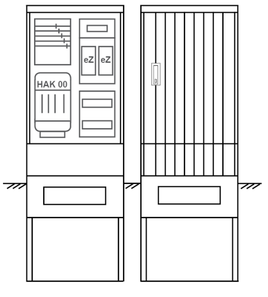 Zähleranschlusssäule PEZ21-1009 Maße:600x1700x280