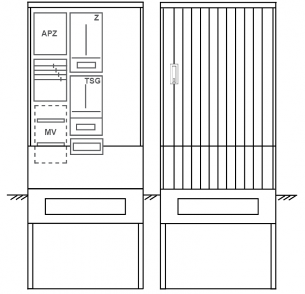 Zähleranschlusssäule PZ32-2056 Maße:820x2000x280